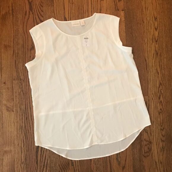 Chico’s sheer accent Samantha Tunic Top 3 - Picture 1 of 5